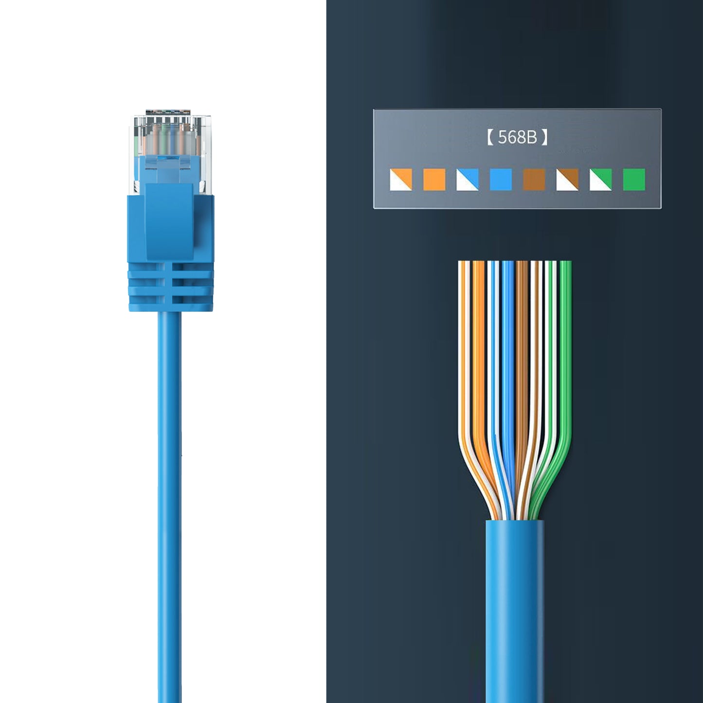 Cruxtec Ultra-Thin CAT6A UTP Ethernet Cable Blue