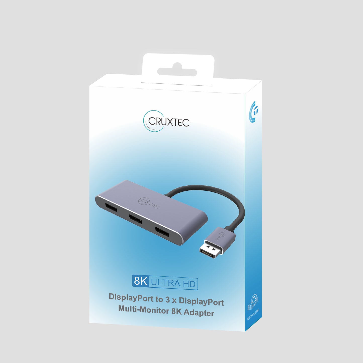 Cruxtec DisplayPort to 3 x DisplayPort Multi-Monitor 8K Adapter