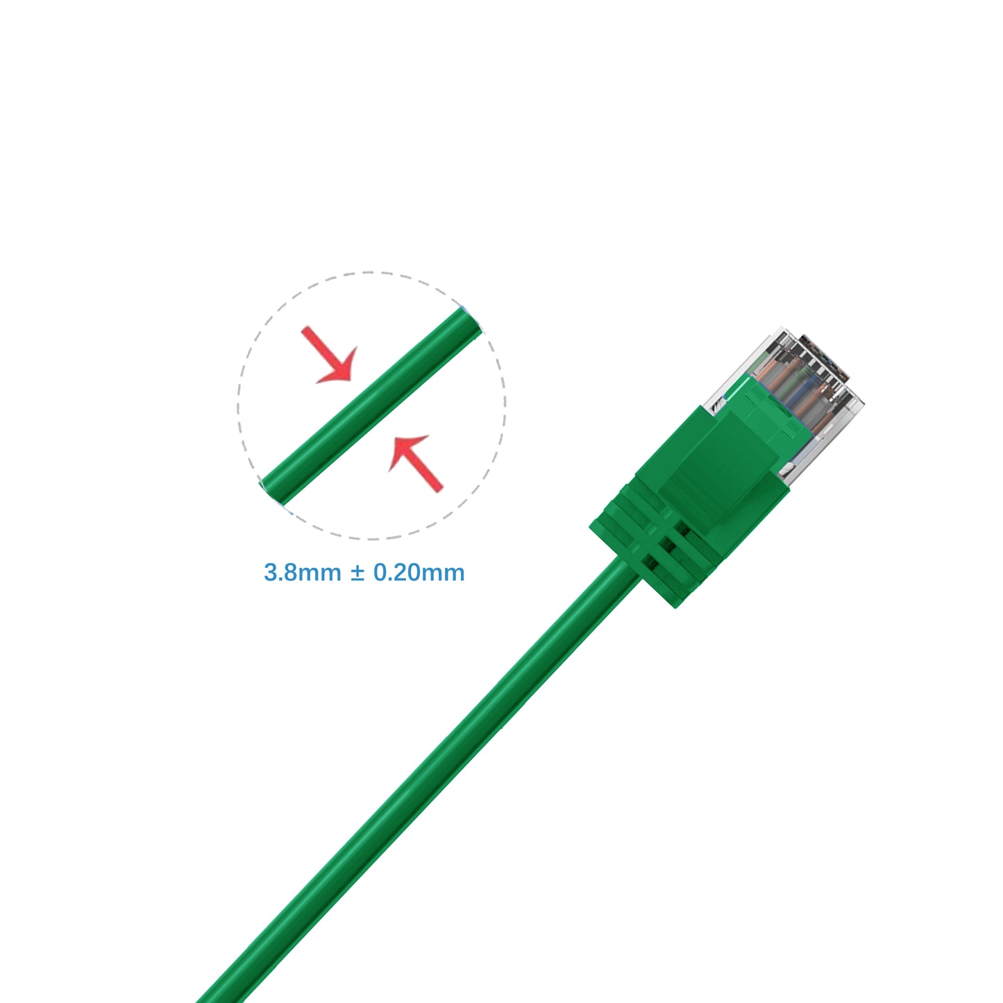 Cruxtec Ultra-Thin CAT6A UTP Ethernet Cable Green