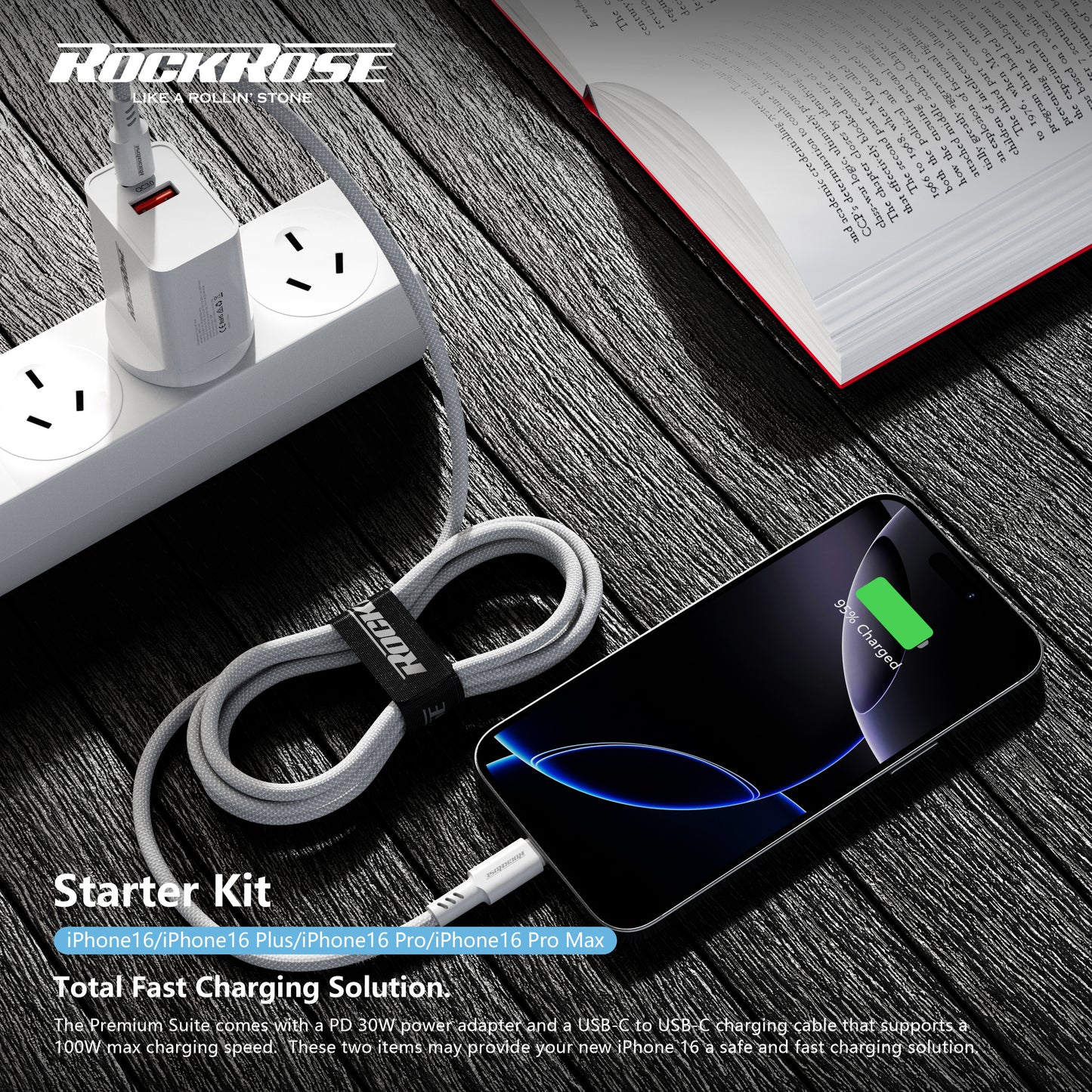 Rockrose iPhone 16 Series Starter Kit Premium Protection and Fast Charging Suite 6-IN-1 Collection