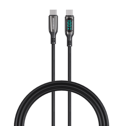 Rockrose Hercules CC Transparent 100W Fast Charging Cable with Digital Power Display