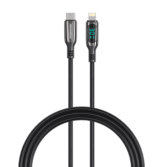 Rockrose Hercules CL Transparent 30W Fast Charging Cable with Digital Power Display