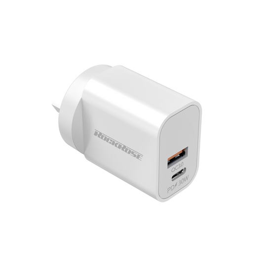 Rockrose Casa AC Max 30W PD & QC 3.0 Compatible Dual Port Travel Charger