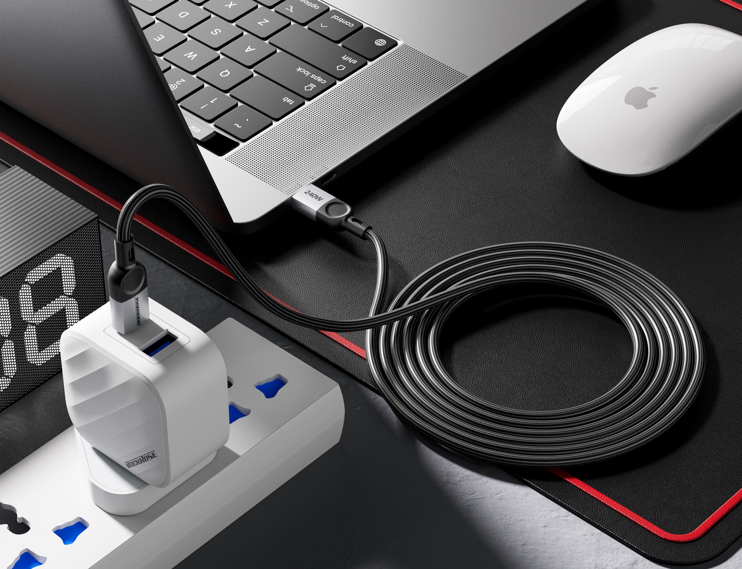 Rockrose Sliverline CC Pro Max 240W PD Quick Charge  2M USB-C to USB-C Fast Charging & Data Sync Cable