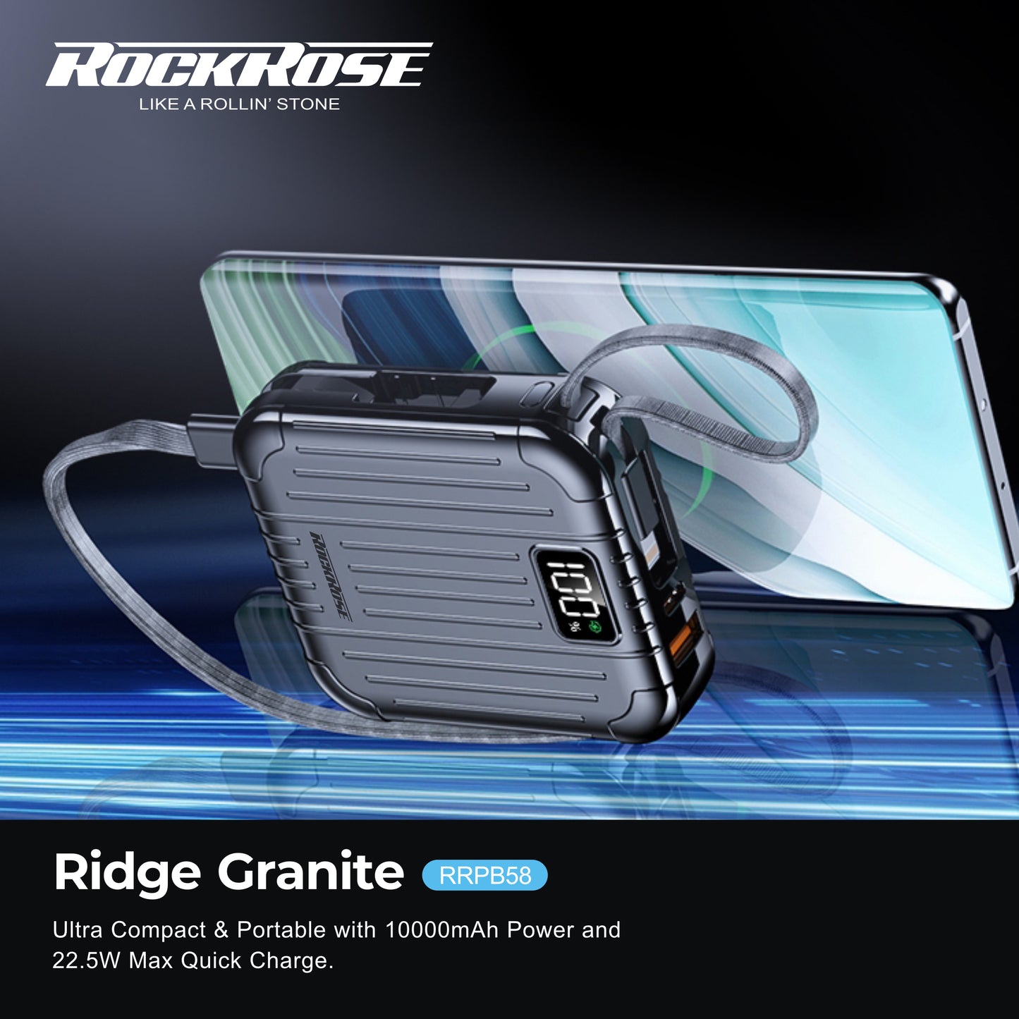 Rockrose Ridge Granite 10000mAh 20W PD Portable Powerbank