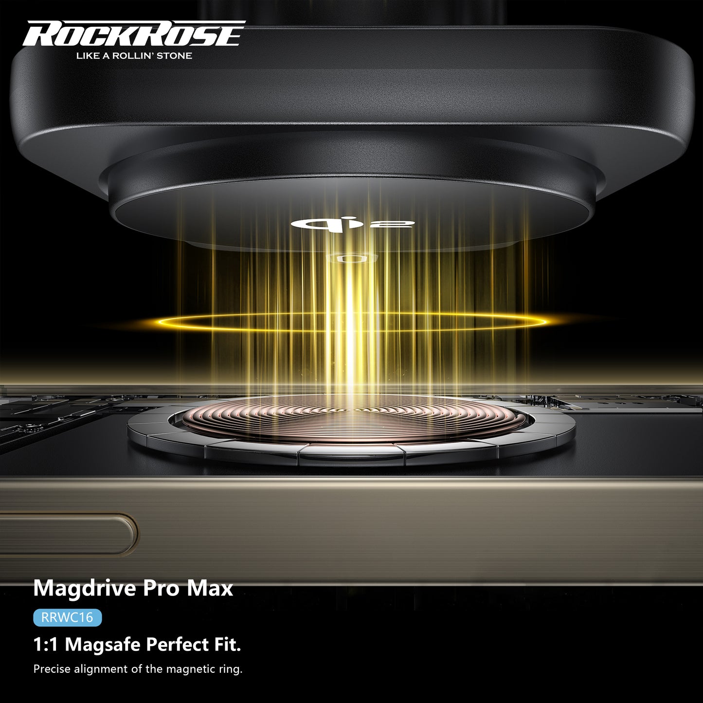 Rockrose Magdrive Pro Max Qi2 15W Magnetic Wireless Car Charger with Air Vent Stand Compatible with MagSafe Qi2 Certified