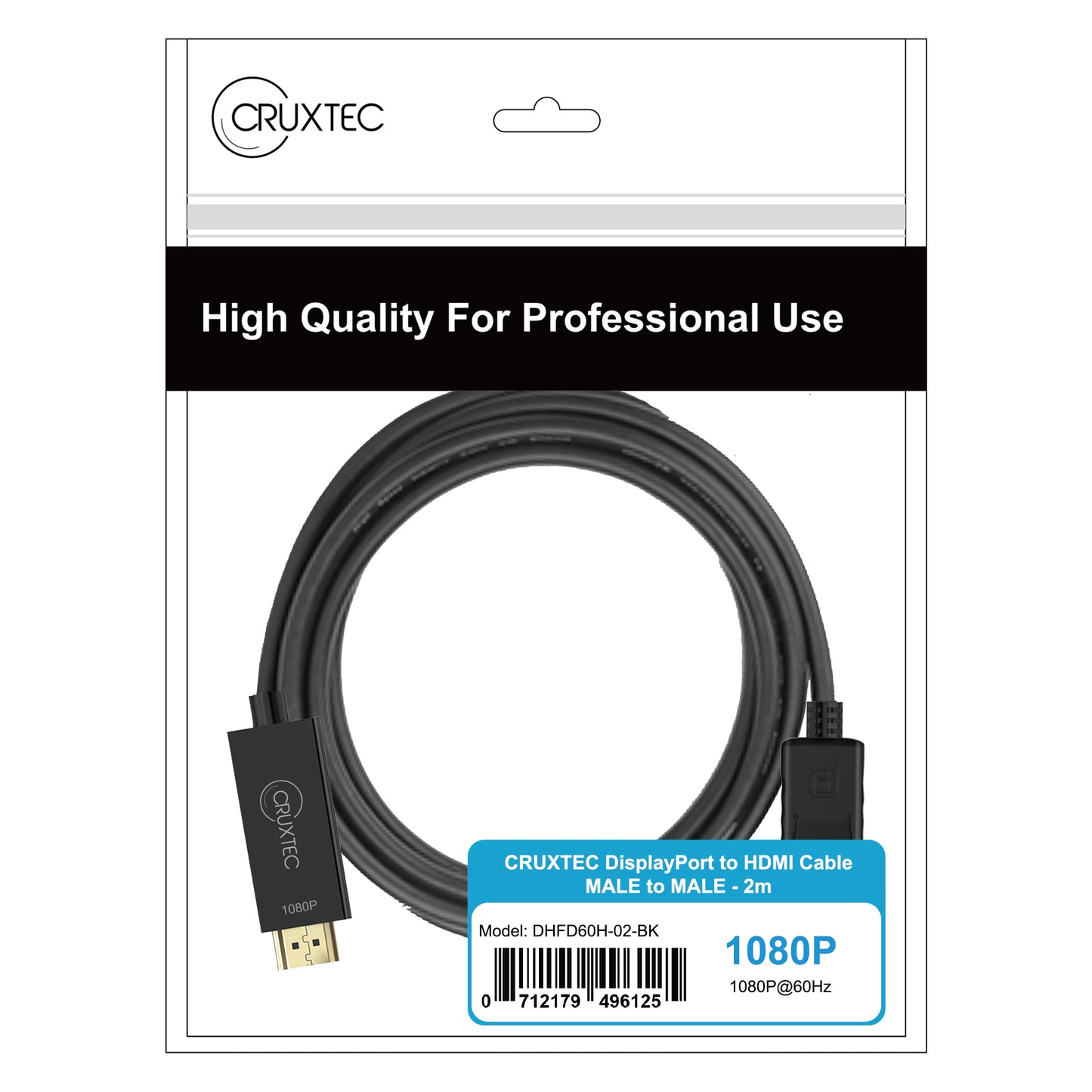 Cruxtec Displayport 1.2 to HDMI 1.4 Cable 1080p@60Hz