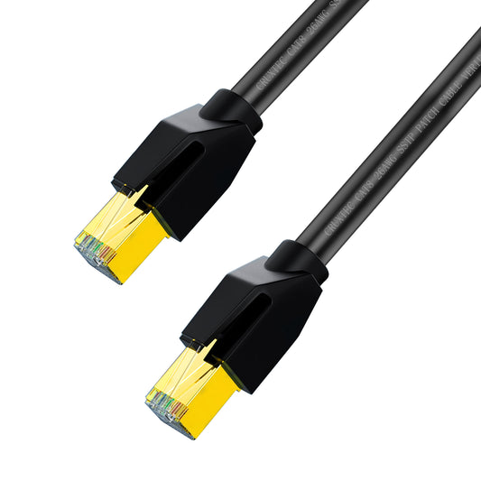 Cruxtec CAT8 40GbE S/STP Triple Shielding PoE Ethernet Cable Black