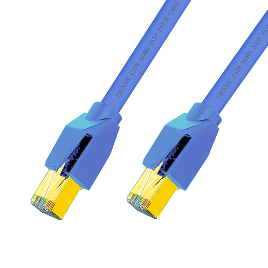 Cruxtec CAT8 40GbE S/STP Triple Shielding PoE Ethernet Cable Blue