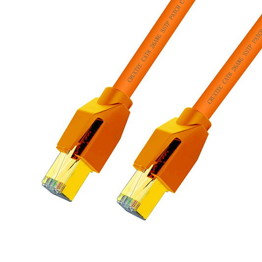 Cruxtec CAT8 40GbE S/STP Triple Shielding PoE Ethernet Cable Orange